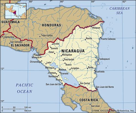 Map of Nicaragua and geographical facts, Where Nicaragua is on the ...