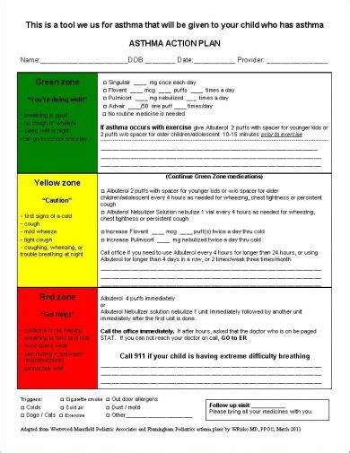 Printable Asthma Action Plan - 11+ Examples, Format, Pdf | Examples