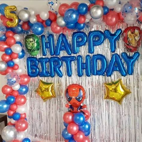 Marvel Theme Kids Birthday Balloon Decor | Balloon Decoration in Agra ...