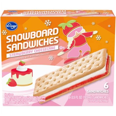 Kroger Strawberry Cheesecake Ice Cream Snowboard Sandwiches, 6 ct - Kroger