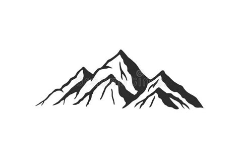 Mountain silhouette - vector icon. Rocky peaks. Mountains ranges. Black ...