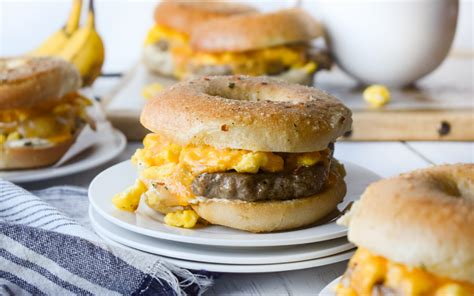 Sausage, Egg & Cheese Breakfast Bagel Sandwiches | Eat Wheat