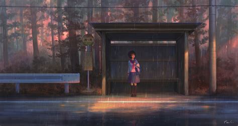 Anime Rain Wallpaper 4K