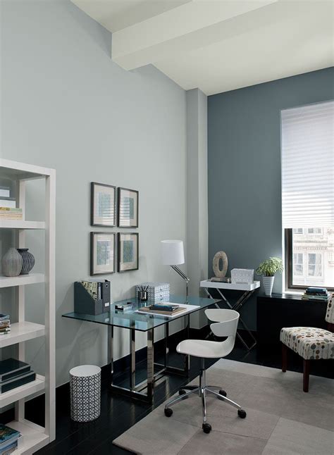 Colour a Room | Benjamin Moore | Gray home offices, Office wall colors ...