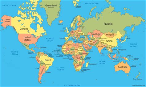 World Map With Country Names - Vicky Jermaine