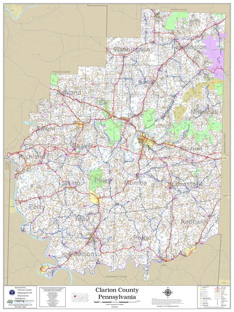 Clarion County Pennsylvania 2021 Wall Map | Mapping Solutions