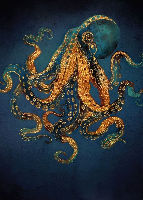 Antique OCTOPUS Squid Sea Life Ocean Nature Species Poster RP Fine Art ...