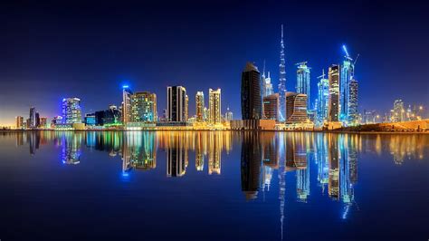 HD wallpaper: skyline, waterscape, cityscape, Ellysiumn, city lights ...