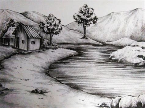 Simple Pencil Drawing Pictures Nature - How To Draw A Simple Landscape ...