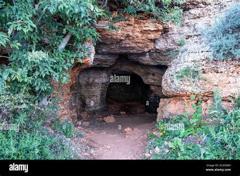 Old cave entrance in the forest Stock Photo - Alamy