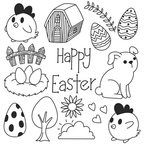 Happy Easter black and white doodles, cute, drawings, art 2851751 ...