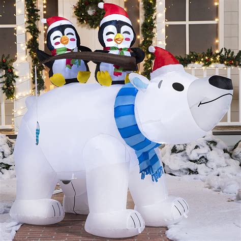 Large Holiday Animated Polar Bear Inflatable (6.5 ft) – Joiedomi