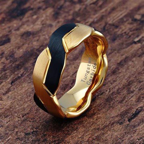 Black Gold Infinity Knot Design Tungsten Rings for Men Wedding Band ...