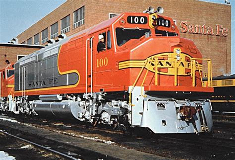 Santa Fe EMD FP45 diesel electric locomotive # 100, is seen at the ...