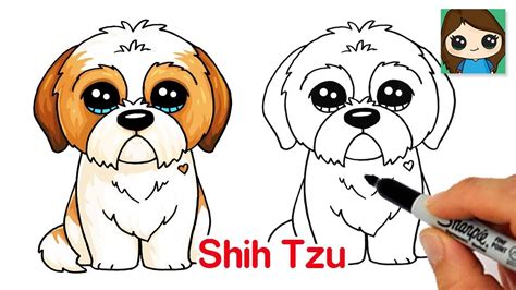 How to Draw a Shih Tzu Puppy Dog Easy 🦴 ️ | Puppy drawing easy, Shih ...