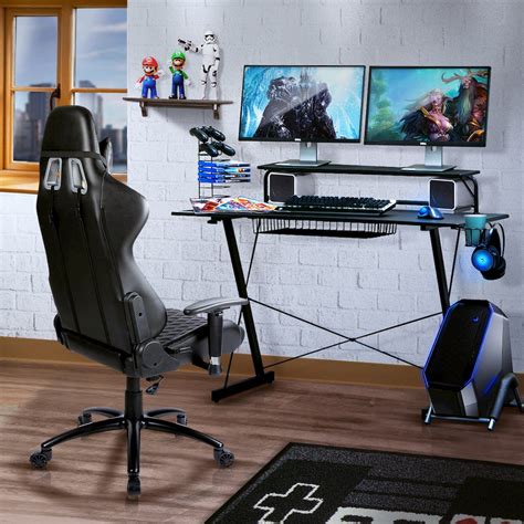 Gaming Computer Desk Setup with Organizers