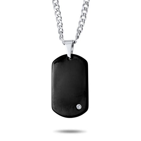 Bling Jewelry - Personalized Simple Basic Mens Engravable Black Dog Tag ...