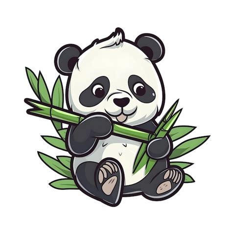 Premium Vector | A cute panda eating bamboo