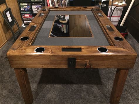 Gaming table with monitor for digital maps : r/woodworking