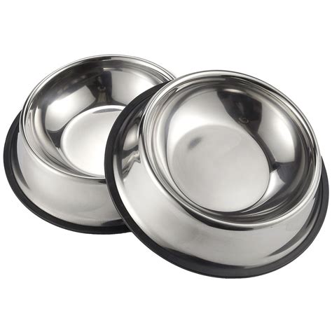 Juvale Stainless Steel Dog Bowls - Set of 2 Large Pet Food and Water ...