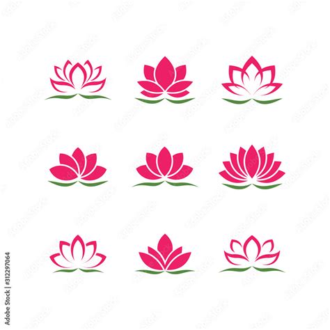 lotus flower set. lotus symbol or icon for spa salon, yoga class or ...