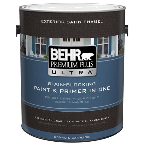 BEHR Premium Plus Ultra 1 gal. Ultra Pure white Satin Enamel Exterior ...