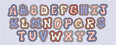 Colorful kawaii Alphabet Letters set. Liquid Cute bubble font for ...