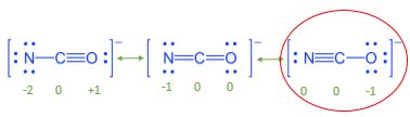 Three Lewis structures can be drawn for the cyanate ion, NCO^-. Using ...