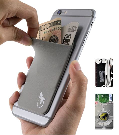 Phone wallet by Gecko GRAY Stick On Card Holder for Cellphones & Cases ...