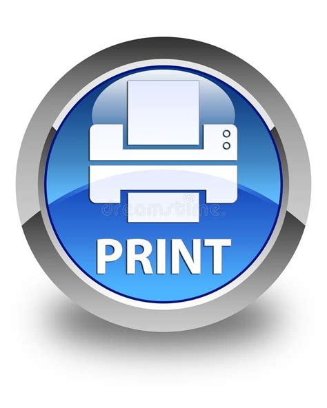 Print (printer Icon) Glossy Blue Round Button Stock Illustration ...