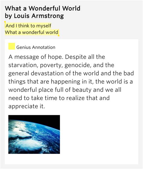 Louis Armstrong What A Wonderful World Song Meaning | semashow.com