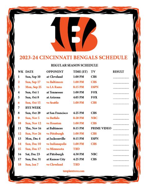 2024 Cincinnati Bengals Schedule - Ilse Rebeca