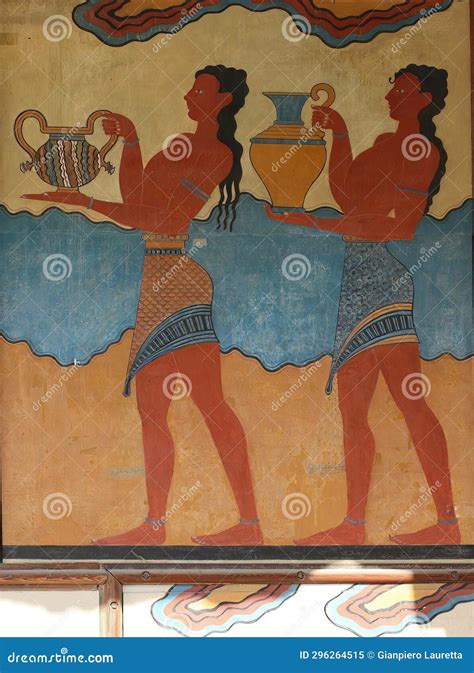 Minoan Fresco on the Wall of the Palace of Knossos Stock Image - Image ...