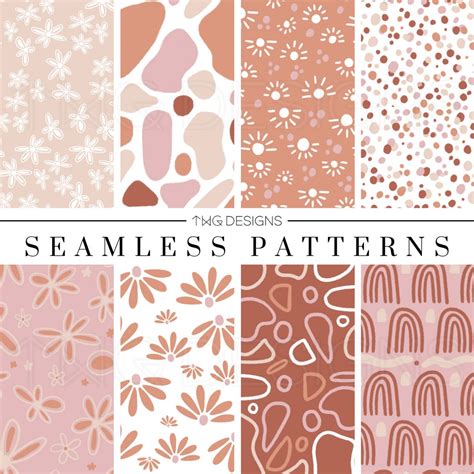 Modern Boho Abstract Seamless Patterns Digital Scrapbook Paper ...