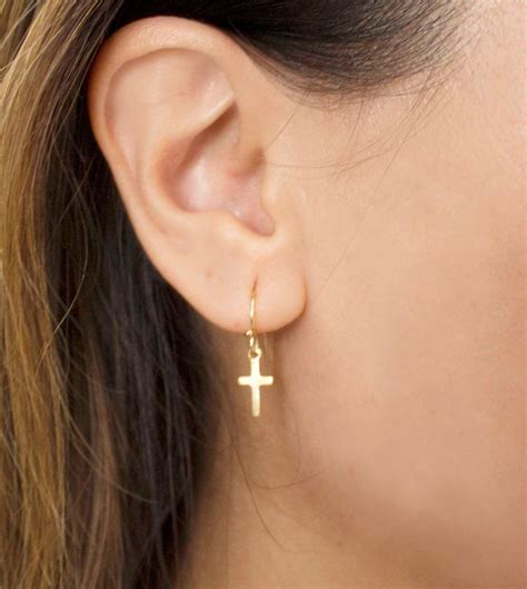 Cross Dangle Earrings Gold Filled Cross Earrings Small Cross | Etsy Denmark