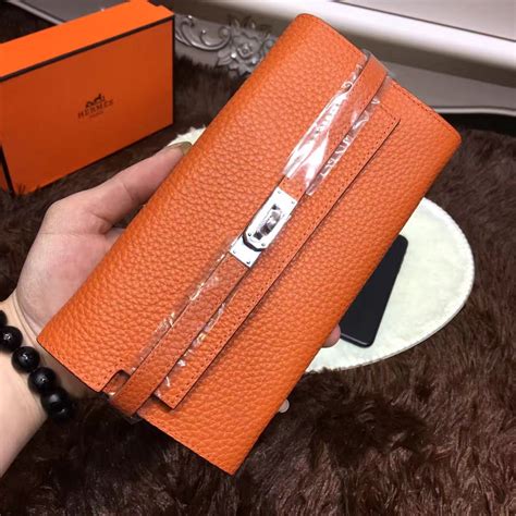 Hermes Kelly Wallet Togo Leather Orange