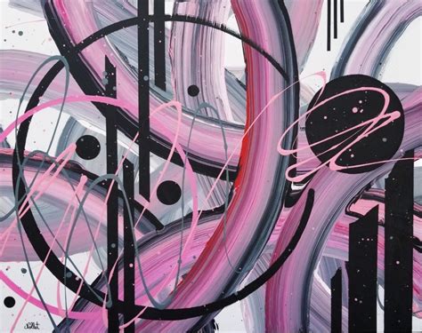 Pink and grey abstract painting on canvas. Light pinks and geometric ...