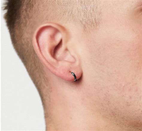 Cartilage Earring for Men Black Huggie Hoops 10mm Endless - Etsy