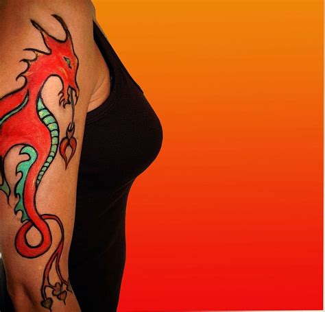 Free download | tattoo, temporary, dragon, arm, lady, female, border ...