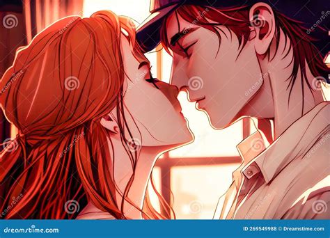 Anime Couple Kiss Close Up. Generative AI Stock Photo - Image of anime ...