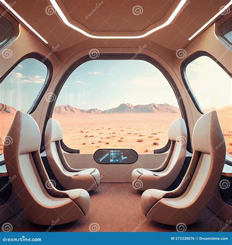 Futuristic Interior of Space Ship with Comfortable Seats and Large ...