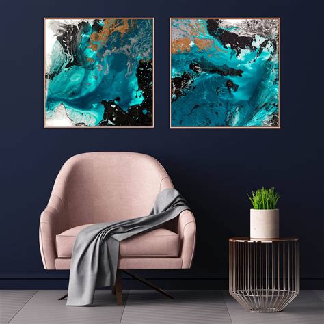 Set of 2 blue prints, Teal Prints, Teal Wall Art, Blue Set Prints, Aqua ...