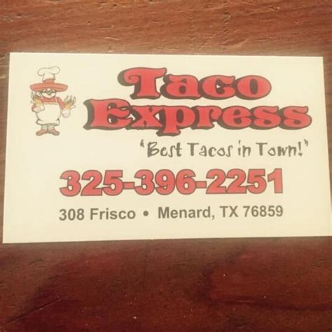 Menu at Taco Express restaurant, Menard, 708 Frisco Ave