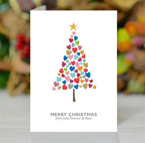 Christmas Tree Of Hearts Family Personalised Card Pack By Loveday ...