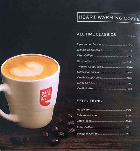 Cafe Coffee Day Menu and Price List for Narayanguda, Hyderabad ...