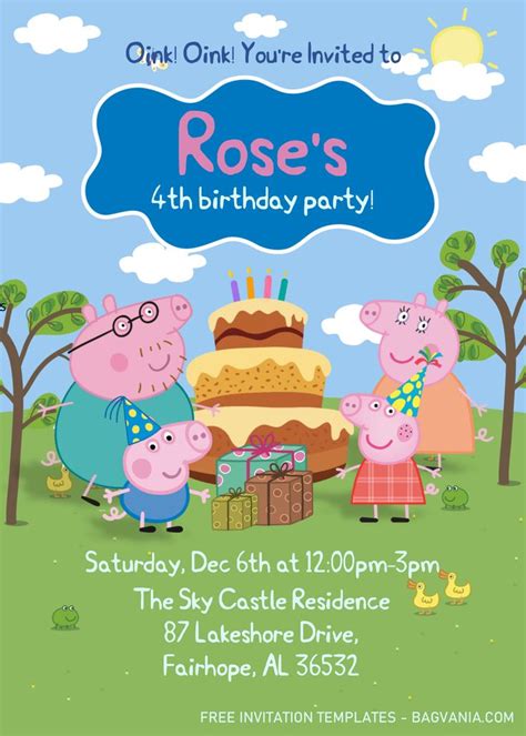 Peppa Pig Invitation Templates - Editable .Docx | Peppa pig birthday ...