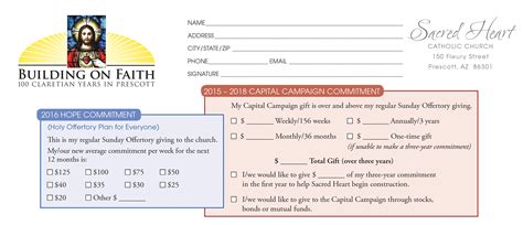 Church Capital Campaign Pledge Card Samples - Church Development