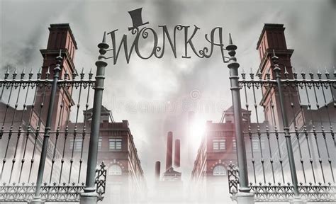 Wonka gate. Iron gate at the entrance to the wonka chocolate factory ...