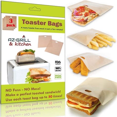 Buy Grilled Cheese Toaster Bags Set of 3 - Non-stick Reusable Grill ...