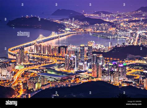 Busan, South Korea aerial view at night Stock Photo - Alamy